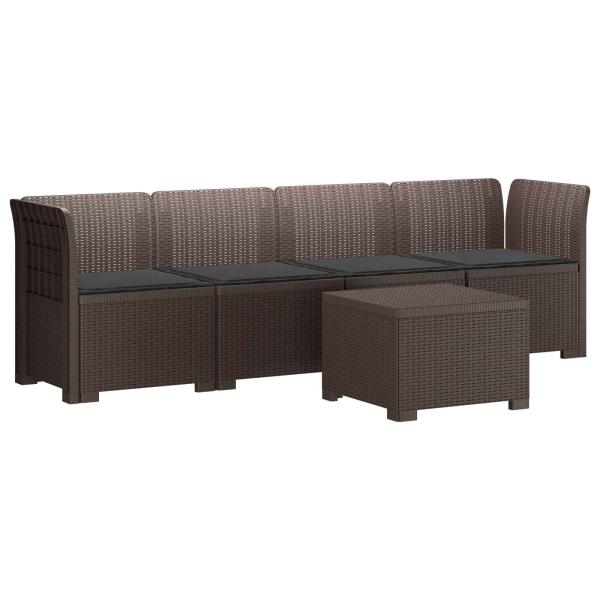 4-Sitzer Gartensofa mit Kissen Rattan Look PP Braun