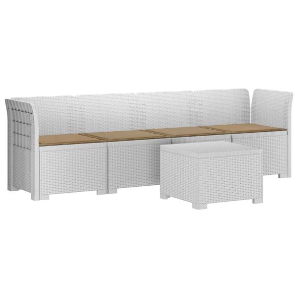 4-Sitzer Gartensofa mit Kissen Rattan Look PP Weiß