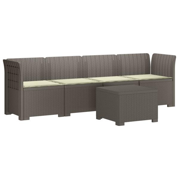 4-Sitzer Gartensofa mit Kissen Rattan Look PP Hellgrau