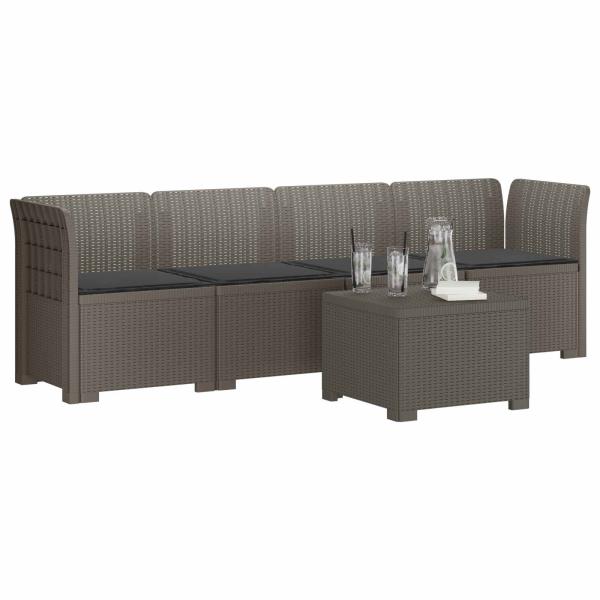 4-Sitzer Gartensofa mit Kissen Rattan Look PP Hellgrau