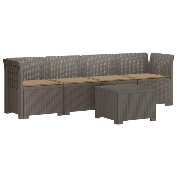 4-Sitzer Gartensofa mit Kissen Rattan Look PP Hellgrau