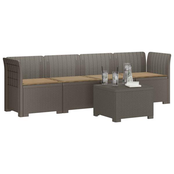 4-Sitzer Gartensofa mit Kissen Rattan Look PP Hellgrau