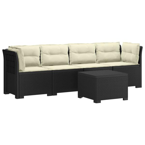 4-Sitzer Gartensofa mit Kissen Rattan Look PP Anthrazit