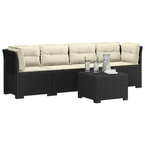 4-Sitzer Gartensofa mit Kissen Rattan Look PP Anthrazit
