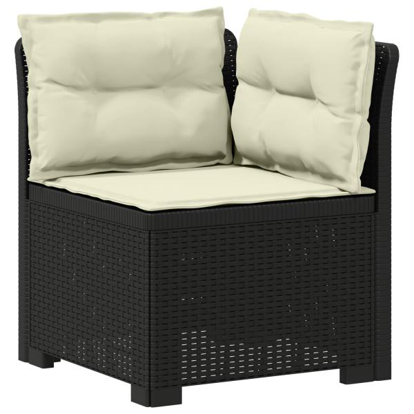 4-Sitzer Gartensofa mit Kissen Rattan Look PP Anthrazit