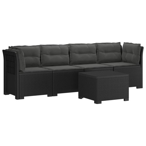 4-Sitzer Gartensofa mit Kissen Rattan Look PP Anthrazit