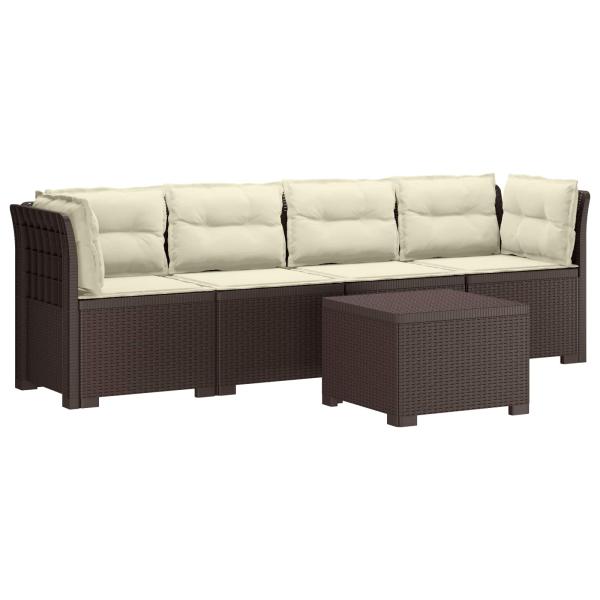 4-Sitzer Gartensofa mit Kissen Rattan Look PP Braun