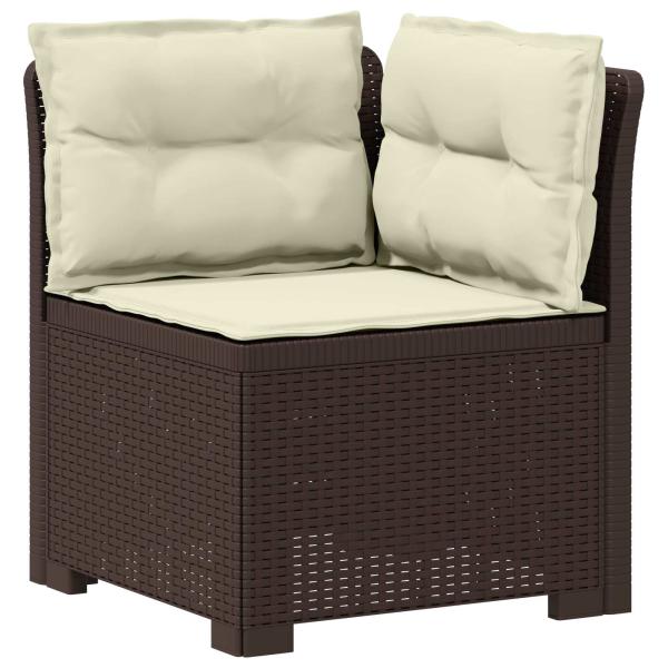 4-Sitzer Gartensofa mit Kissen Rattan Look PP Braun