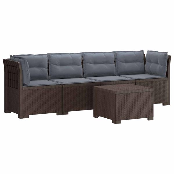 4-Sitzer Gartensofa mit Kissen Rattan Look PP Braun