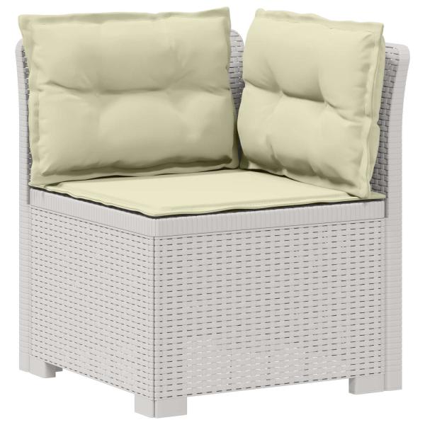 4-Sitzer Gartensofa mit Kissen Rattan Look PP Weiß
