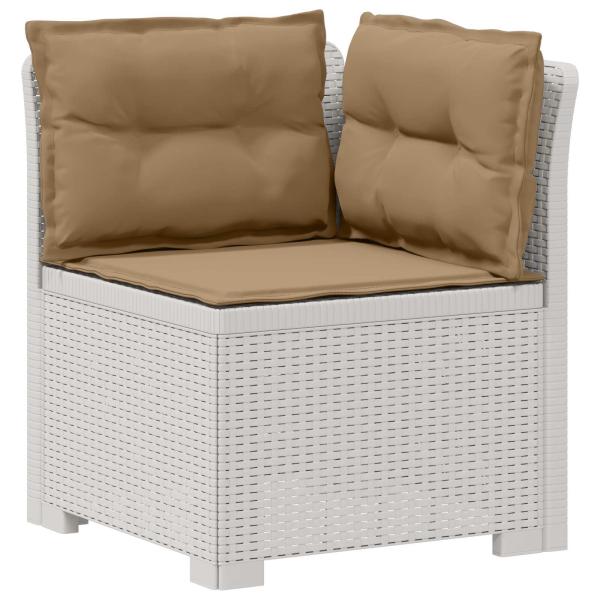 4-Sitzer Gartensofa mit Kissen Rattan Look PP Weiß