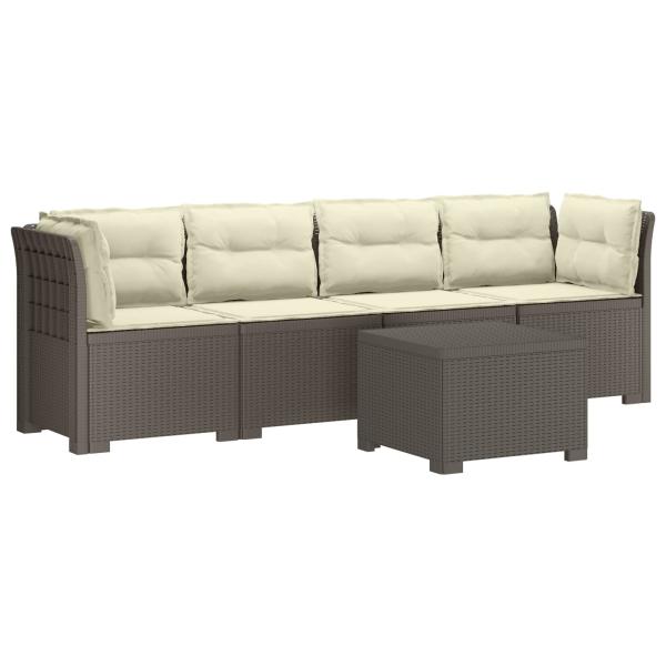 4-Sitzer Gartensofa mit Kissen Rattan Look PP Hellgrau