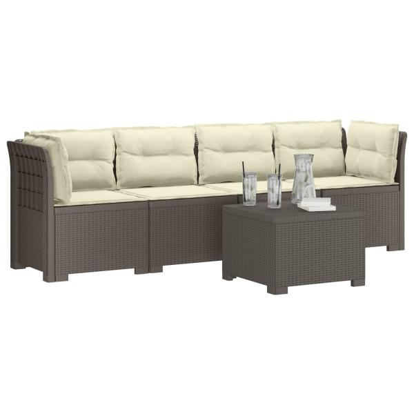 4-Sitzer Gartensofa mit Kissen Rattan Look PP Hellgrau