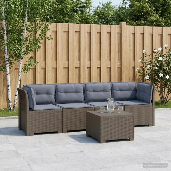 ARDEBO.de - 4-Sitzer Gartensofa mit Kissen Rattan Look PP Hellgrau