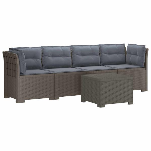 4-Sitzer Gartensofa mit Kissen Rattan Look PP Hellgrau