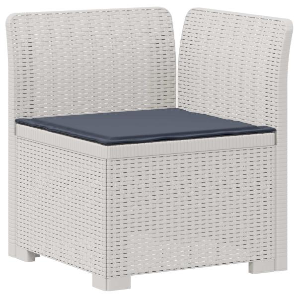 5-Sitzer Gartensofa mit Kissen Rattan-Look PP Weiß