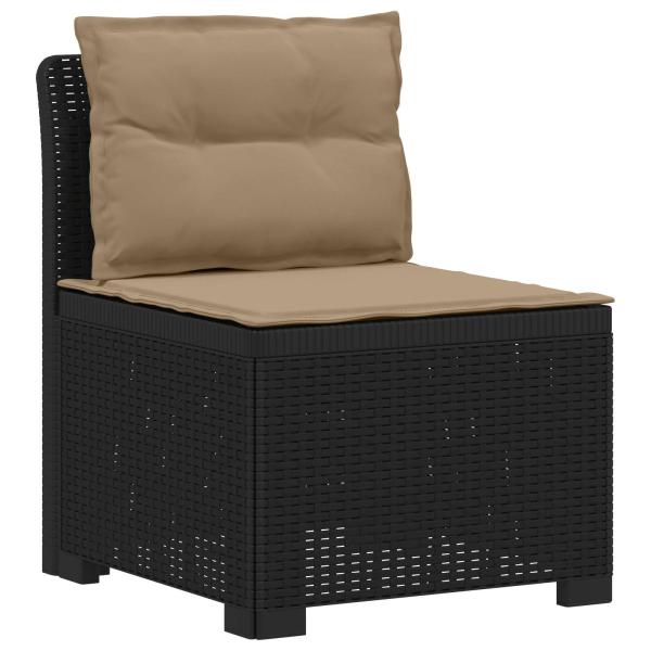 5-Sitzer Gartensofa mit Kissen Rattan-Look PP Anthrazit