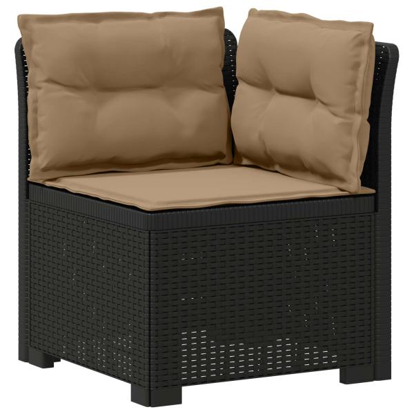 5-Sitzer Gartensofa mit Kissen Rattan-Look PP Anthrazit