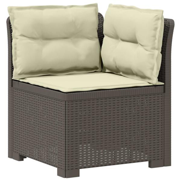 5-Sitzer Gartensofa mit Kissen Rattan-Look PP Hellgrau