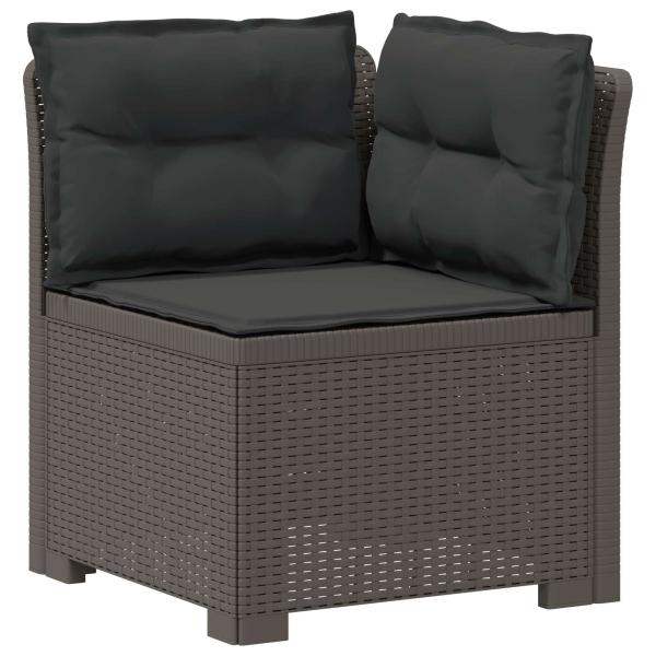5-Sitzer Gartensofa mit Kissen Rattan-Look PP Hellgrau