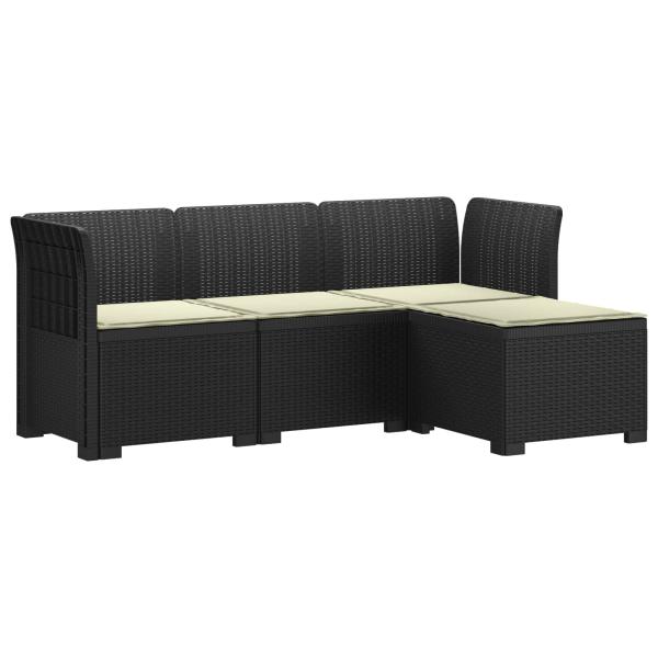 4-Sitzer Garten Sofa mit Kissen Rattan Look PP Anthrazit