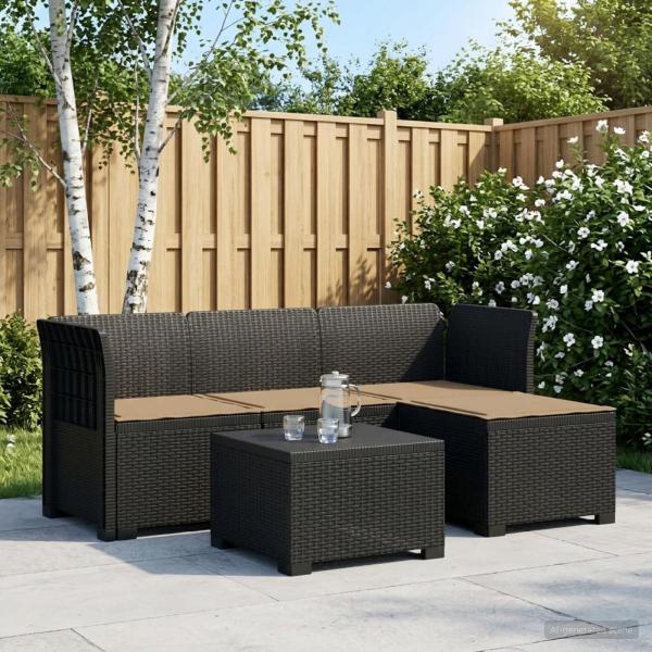 ARDEBO.de - 4-Sitzer Garten Sofa mit Kissen Rattan Look PP Anthrazit