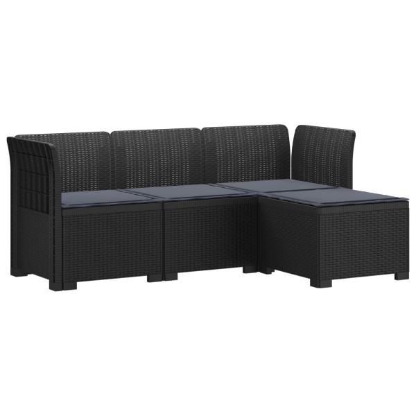 4-Sitzer Garten Sofa mit Kissen Rattan Look PP Anthrazit