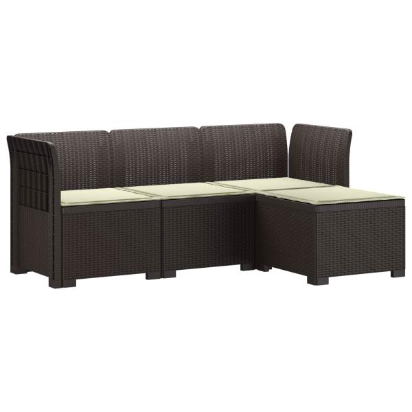 ARDEBO.de - 4-Sitzer Garten Sofa mit Kissen Rattan Look PP Braun