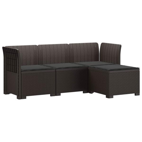4-Sitzer Garten Sofa mit Kissen Rattan Look PP Braun