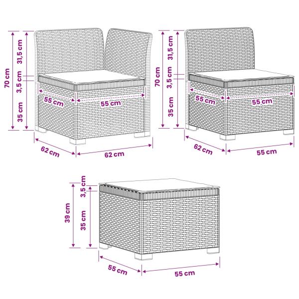 4-Sitzer Garten Sofa mit Kissen Rattan Look PP Braun