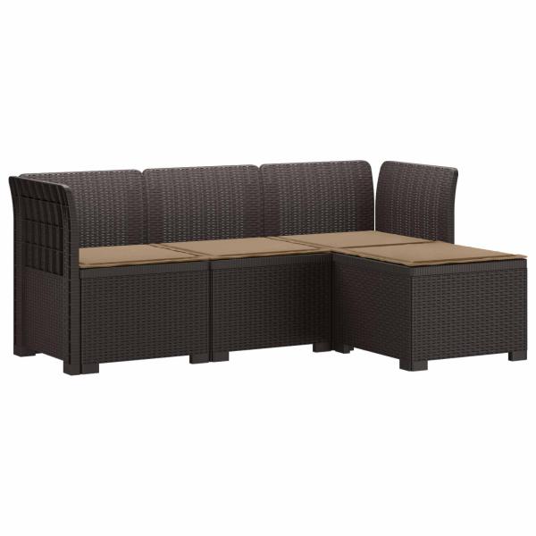 4-Sitzer Garten Sofa mit Kissen Rattan Look PP Braun