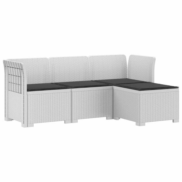 ARDEBO.de - 4-Sitzer Garten Sofa mit Kissen Rattan Look PP Weiß