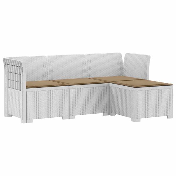 ARDEBO.de - 4-Sitzer Garten Sofa mit Kissen Rattan Look PP Weiß