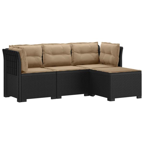 4-Sitzer Garten Sofa mit Kissen Rattan Look PP Anthrazit