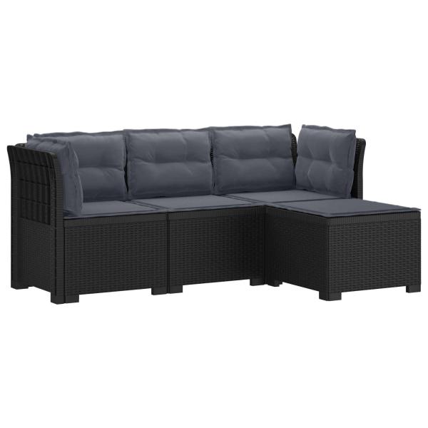 4-Sitzer Garten Sofa mit Kissen Rattan Look PP Anthrazit