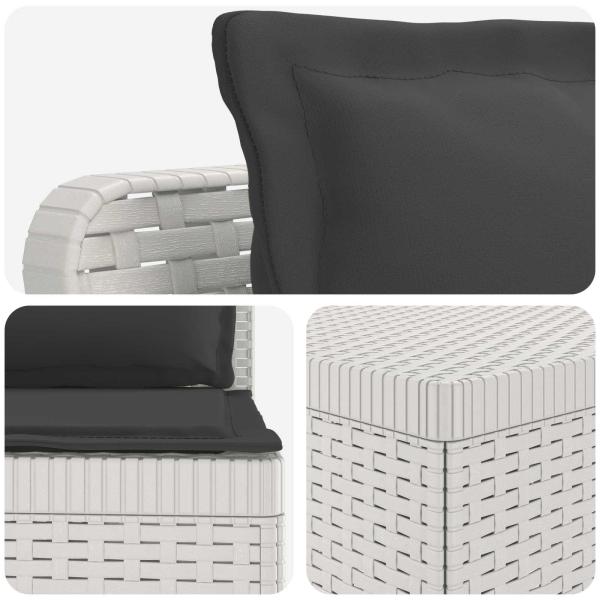 4-Sitzer Garten Sofa mit Kissen Rattan Look PP Weiß