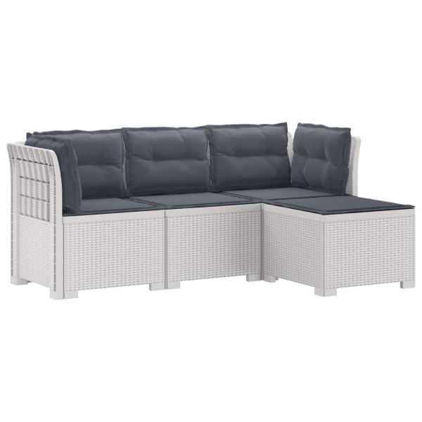 ARDEBO.de - 4-Sitzer Garten Sofa mit Kissen Rattan Look PP Weiß