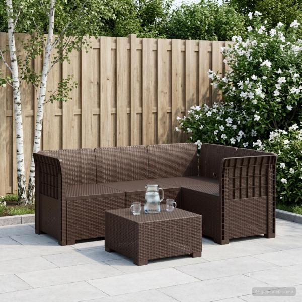 ARDEBO.de - 4-Sitzer Gartensofa Rattan-Look PP Braun