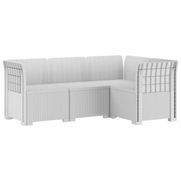 4-Sitzer Gartensofa Rattan-Look PP Weiß
