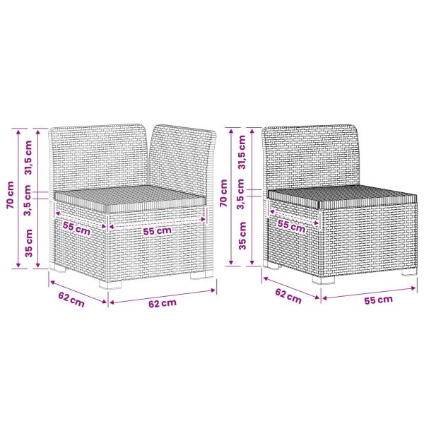 4-Sitzer Gartensofa Rattan-Look PP Weiß