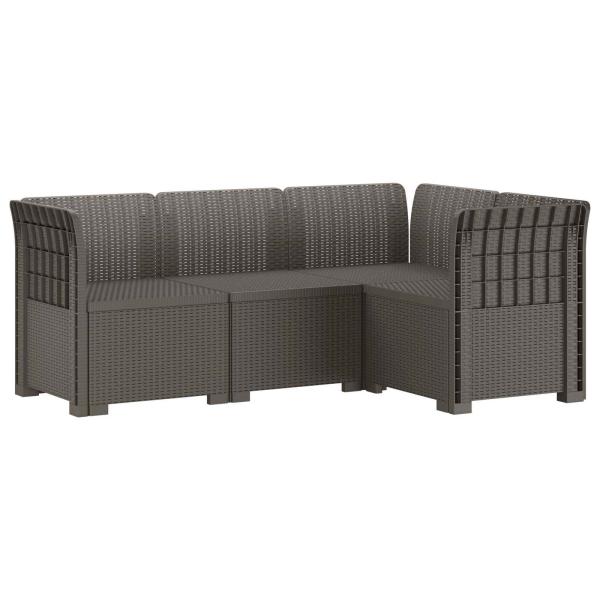 4-Sitzer Gartensofa Rattan-Look PP Hellgrau