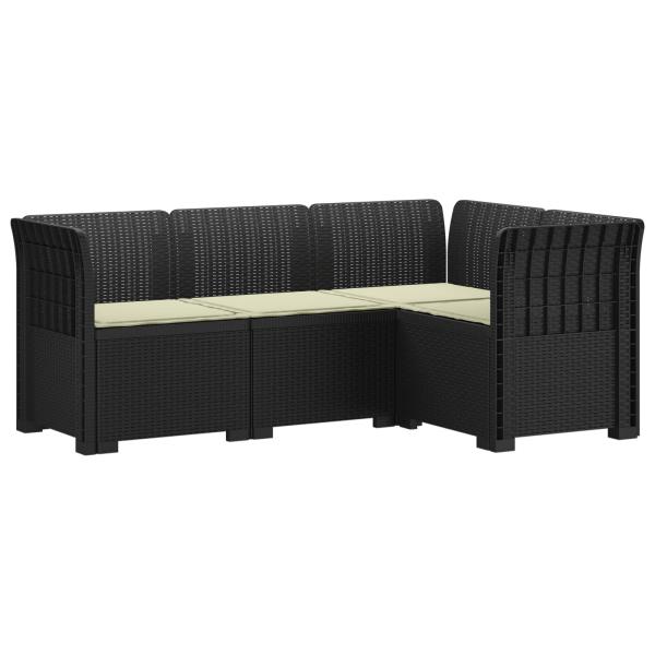 4-Sitzer Gartensofa mit Kissen Rattan-Look PP Anthrazit