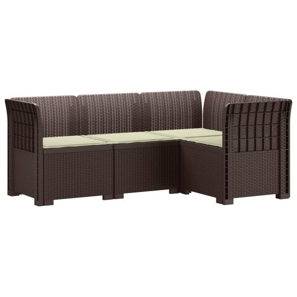 ARDEBO.de - 4-Sitzer Gartensofa mit Kissen Rattan-Look PP Braun