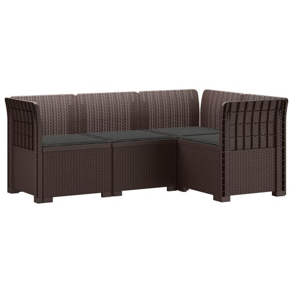 4-Sitzer Gartensofa mit Kissen Rattan-Look PP Braun