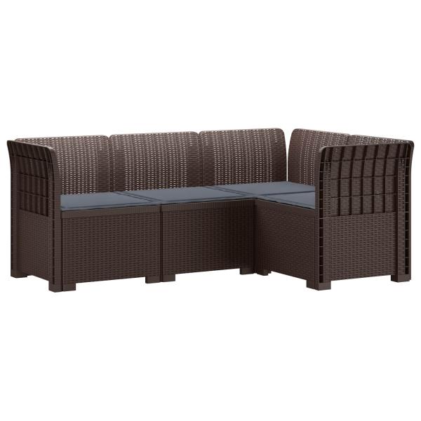 4-Sitzer Gartensofa mit Kissen Rattan-Look PP Braun