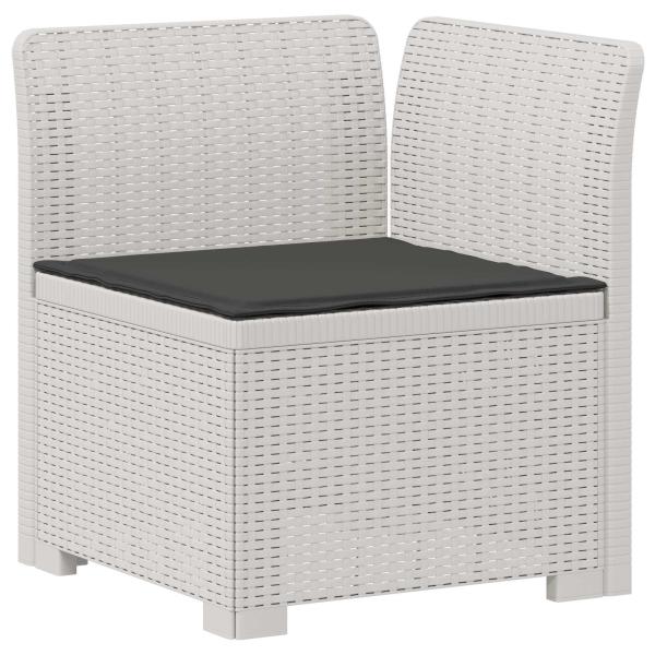 4-Sitzer Gartensofa mit Kissen Rattan-Look PP Weiß
