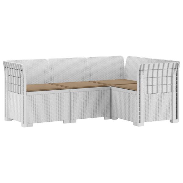 4-Sitzer Gartensofa mit Kissen Rattan-Look PP Weiß