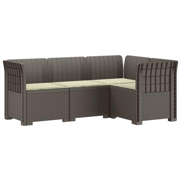 4-Sitzer Gartensofa mit Kissen Rattan-Look PP Hellgrau