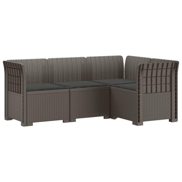 4-Sitzer Gartensofa mit Kissen Rattan-Look PP Hellgrau