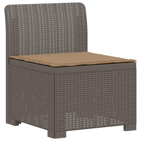 4-Sitzer Gartensofa mit Kissen Rattan-Look PP Hellgrau